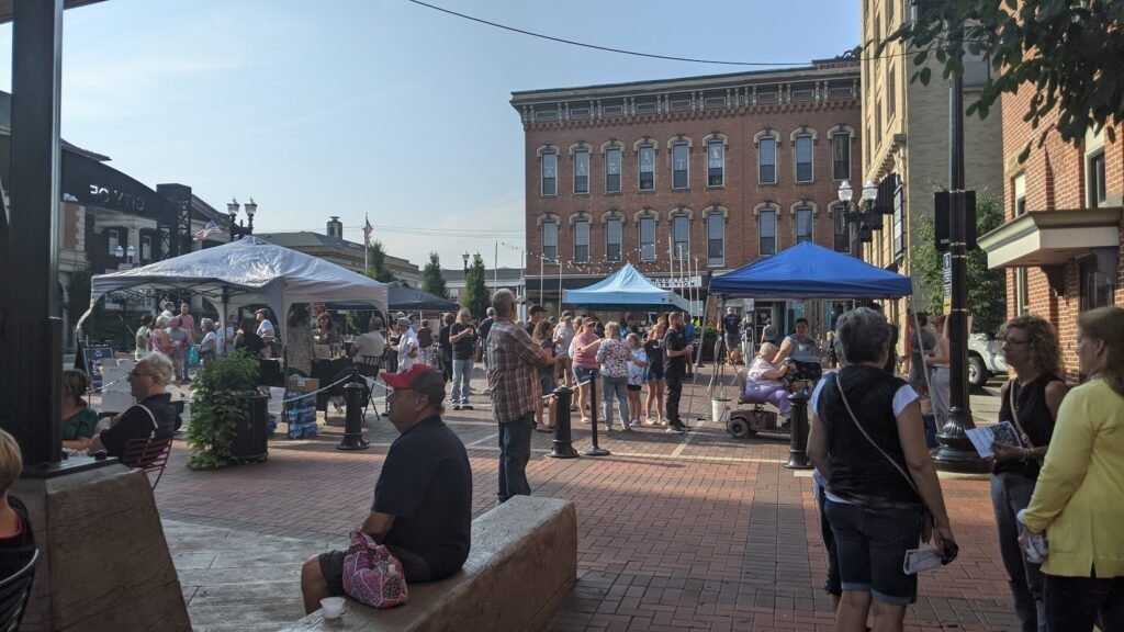 photo of people gathered in Downtown Wooster