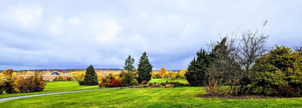 photo of trees and open grass at Secrest Arboretum in Wooster, Ohio